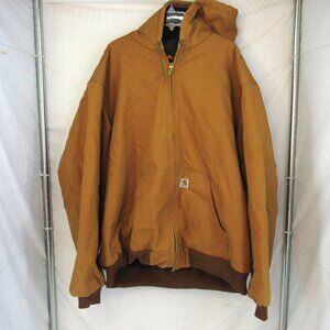 Carhartt Men's J140-BRN Brown Quilted Hooded Full Zip Work Jacket Size 3XL Tall